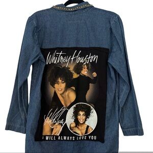 Whitney Houston  up- cycled Custom Denim Jacket
 -